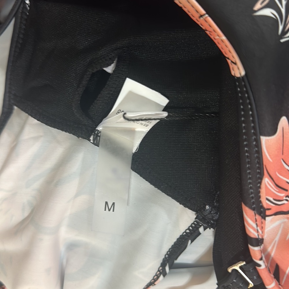 Temp Me - Black & Coral Floral Off the Shoulder Swim Top Removable strap… - Picture 6 of 6